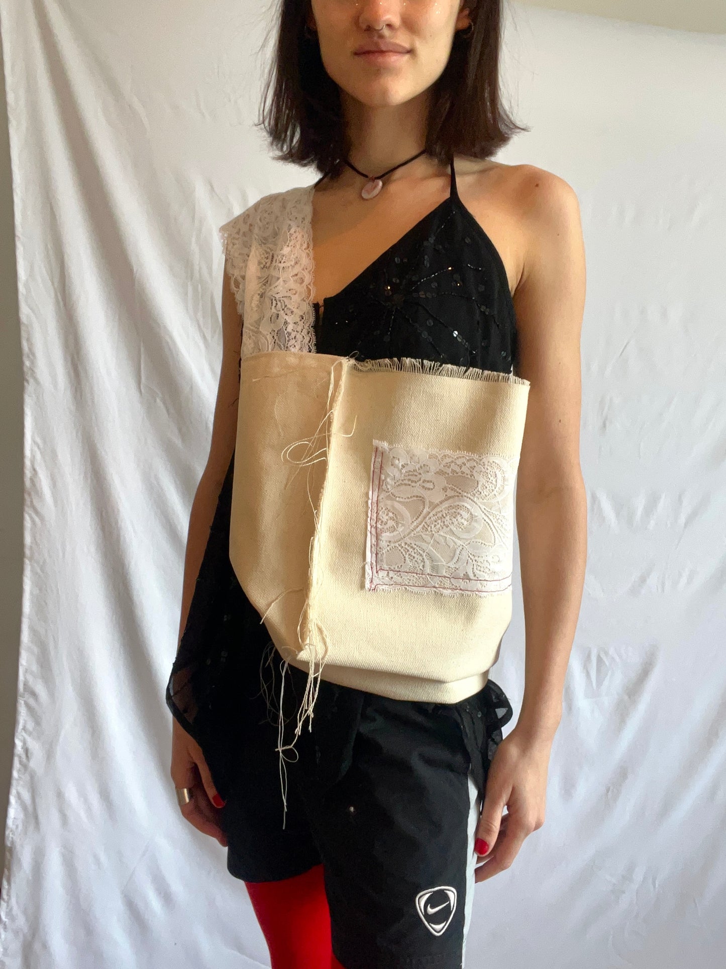 Handmade bag with lace